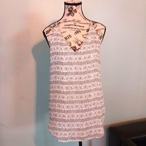 Loft spaghetti strap blouse S white/grayish black design